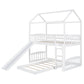 White Playhouse Frame Full Over Full Perpendicular Bunk Bed with Slide