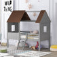 Playhouse with Windows and Partial Roof Antique Gray Twin Size Loft Bed