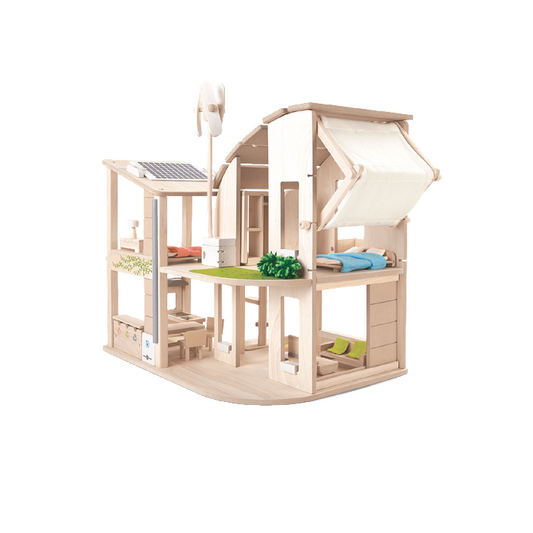 Green Dollhouse With Furniture